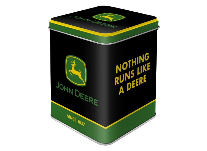 Čajová krabička John Deere - Logo Black - pohled zezadu