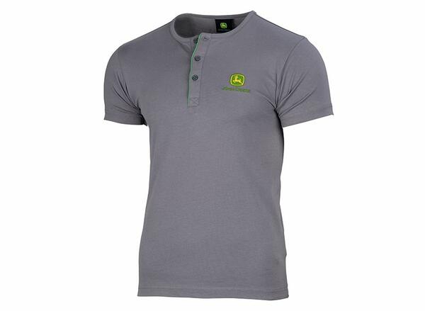 PÁNSKÉ TRIČKO JOHN DEERE HENLEY, ŠEDÉ