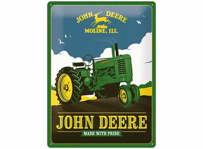 Plechová reklamní cedule John Deere Made with Pride, 30x40 - pohled zepředu