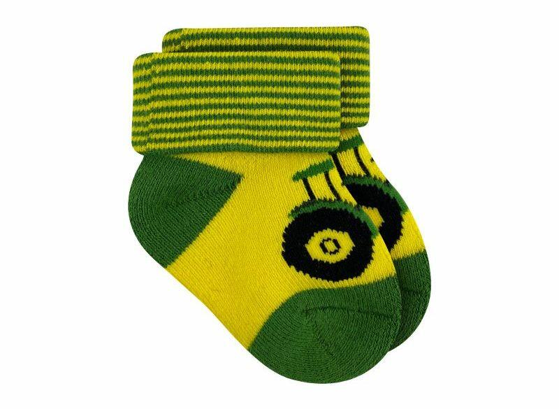 Batolecí ponožky John Deere s traktůrkem, žluté - pohled z boku