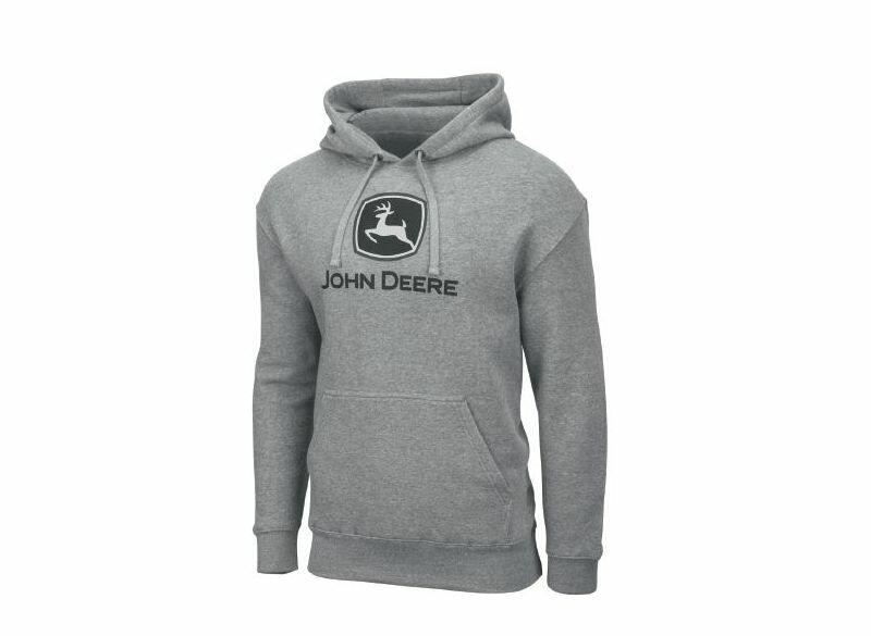 Pánská mikina John Deere s kapucí, šedá - pohled zepředu