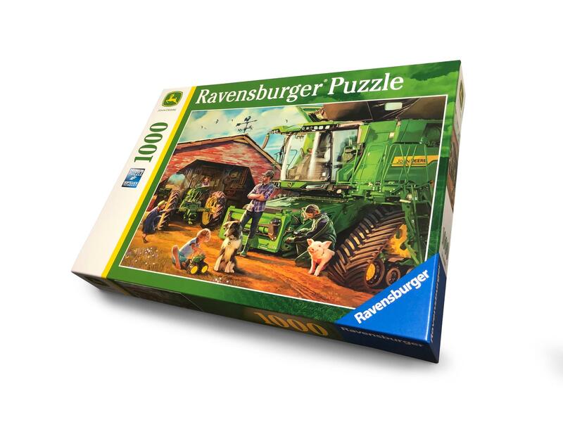 PUZZLE JOHN DEERE SKLÍZECÍ MLÁTIČKA NA STATKU, 1000 DÍLKŮ