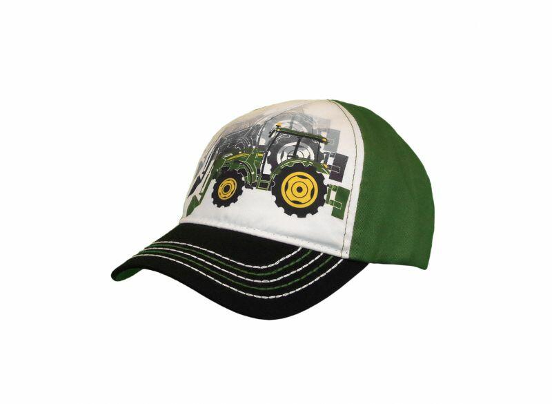 DĚTSKÁ KŠILTOVKA JOHN DEERE S TRAKTOREM BÍLO ZELENÁ