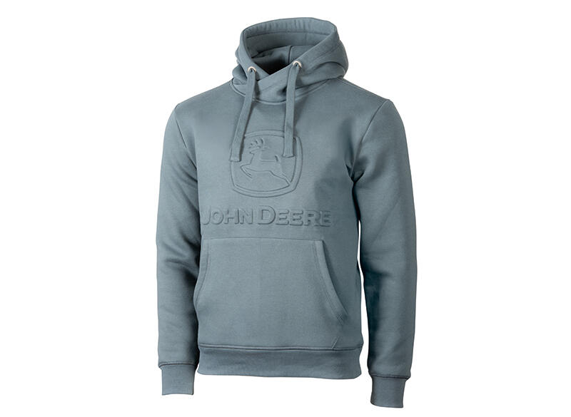 Pánská mikina John Deere klokaní kapsa, šedá - pohled zepředu