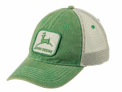 Kšiltovka John Deere vintage zeleno - béžová se síťovinou - pohled zepředu