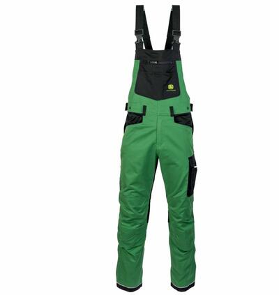 Pracovní lacláče John Deere Operator, zelené - pohled zepředu