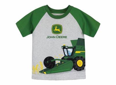 Dětské John Deere tričko Harvest Time, světle šedé - pohled zepředu