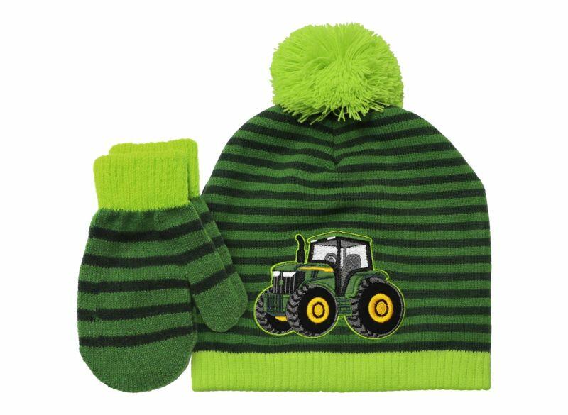 Dětský pletený set John Deere čepice a rukavice