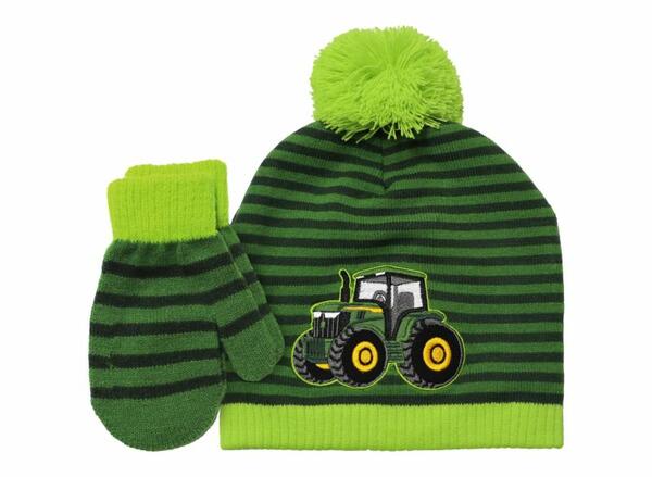 DĚTSKÝ PLETENÝ SET JOHN DEERE ČEPICE A RUKAVICE