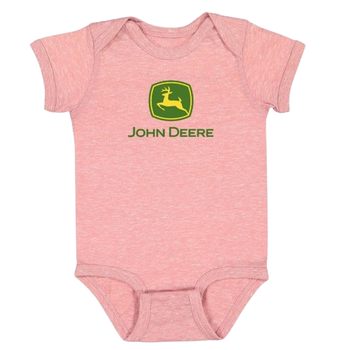 DĚTSKÉ BODY JOHN DEERE KRÁTKÝ RUKÁV, RŮŽOVÉ