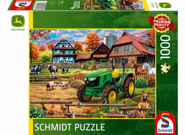 PUZZLE JOHN DEERE TRAKTOR 5050E NA FARMĚ, 1000 DÍLKŮ