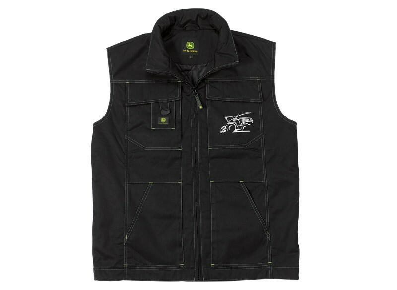 Pánská vesta John Deere 8000, černá - pohled zepředu