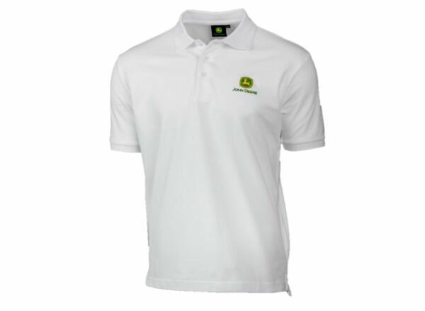 PÁNSKÉ POLO TRIKO JOHN DEERE S LOGEM, BÍLÉ