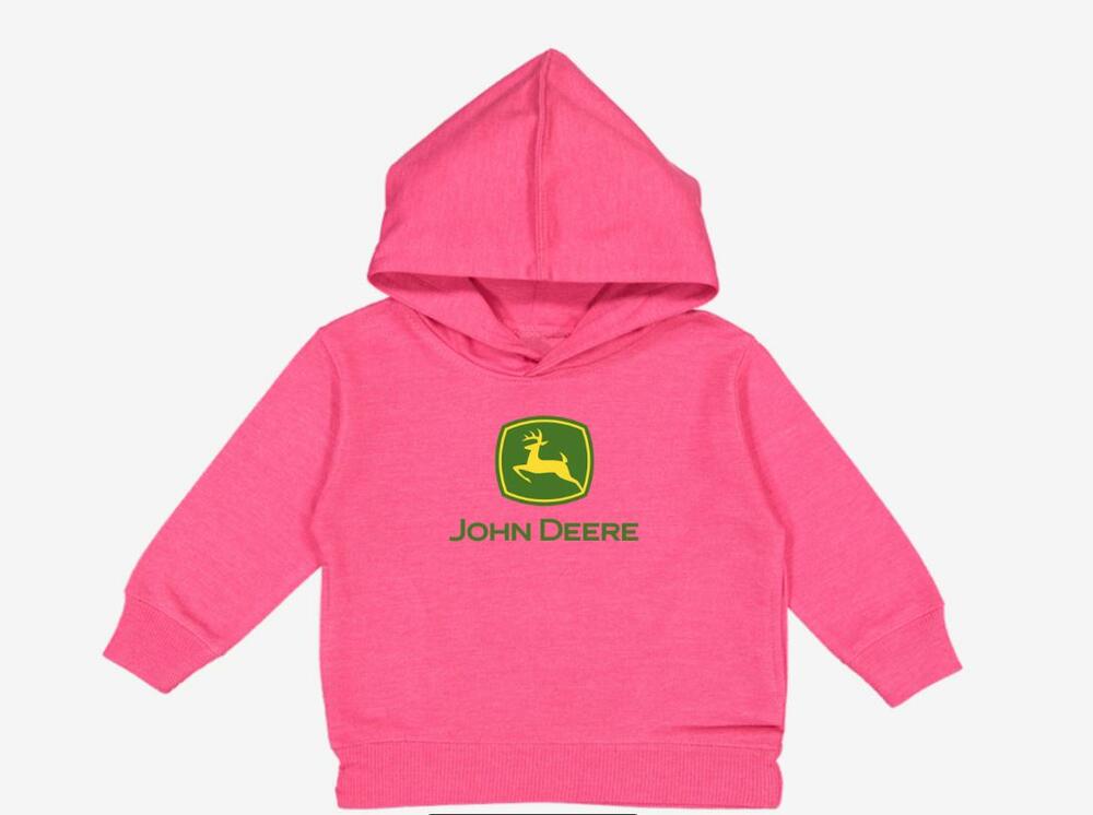 Dětská mikina John Deere Logo, růžová - pohled zepředu a zezadu