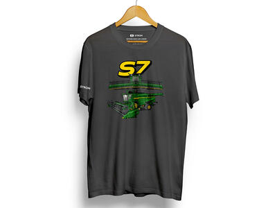 PÁNSKÉ TRIČKO JOHN DEERE KOMBAJN S7, ŠEDÉ