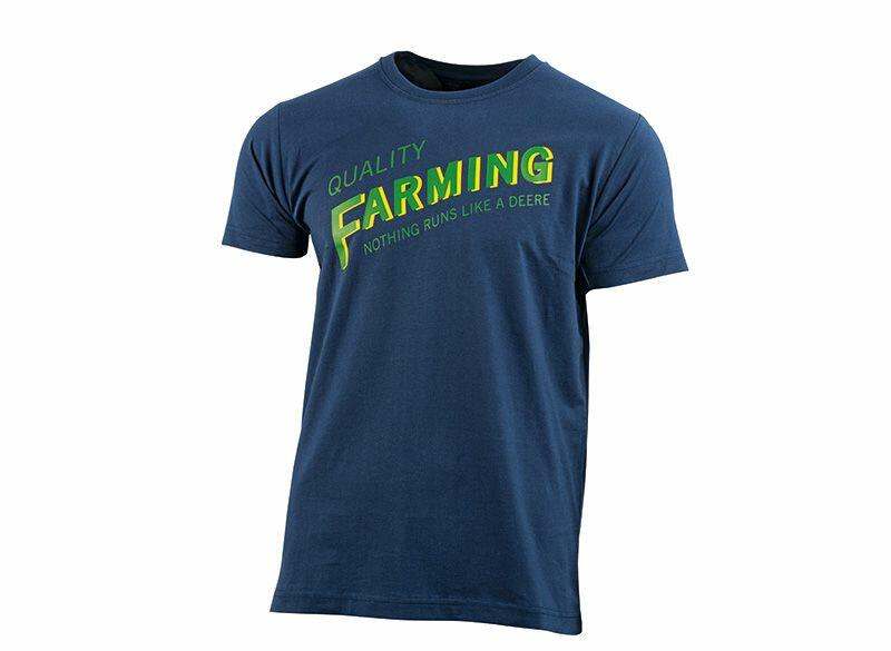 Pánské tričko kvalitní zemědělství John Deere modré - pohled zepředu