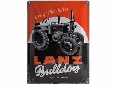 Plechová reklamní cedule John Deere Lanz Bulldog - pohled zepředu