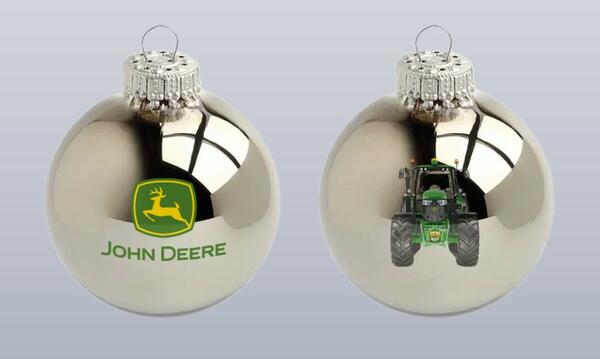 VÁNOČNÍ OZDOBY JOHN DEERE STŘÍBRNÉ, 2 KS