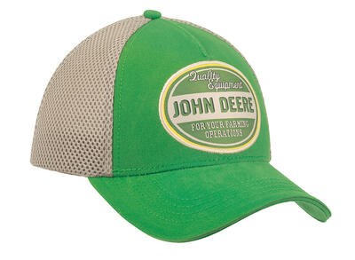 Kšiltovka John Deere Quality Equipment siťovaná, zeleno-šedá - pohled zepředu