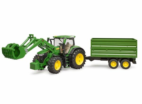 HRAČKA JOHN DEERE 7R 350 S PŘEDNÍM NAKLADAČEM A PŘÍVĚSEM