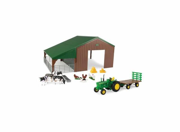 HOSPODÁŘSKÁ BUDOVA S TRAKTOREM JOHN DEERE V KRABICI