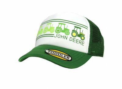 Dětská kšiltovka John Deere s traktory a nášivkou, bílo zelená