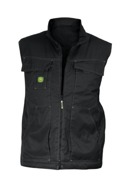 Pracovní vesta John Deere, černá - pohled zepředu