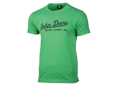 Unisex tričko John Deere s černým nápisem JD, zelené - pohled zepředu