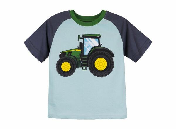 DĚTSKÉ TRIČKO JOHN DEERE S TRAKTOREM, SVĚTLE MODRÉ