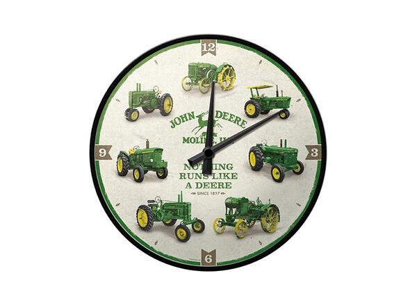 NÁSTĚNNÉ HODINY JOHN DEERE S HISTORICKÝMI TRAKTORY