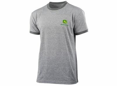 Šedé tričko JOHN DEERE Active Active - pohled zepředu