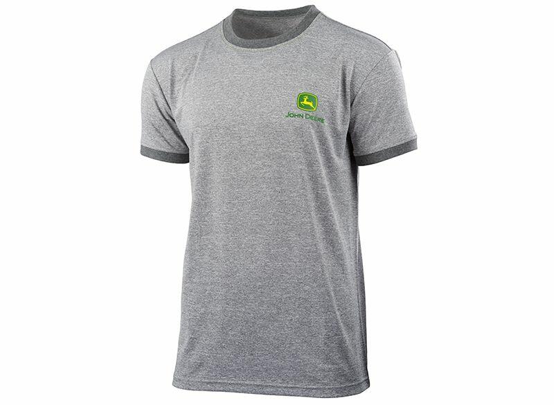 Šedé tričko JOHN DEERE Active Active - pohled zepředu