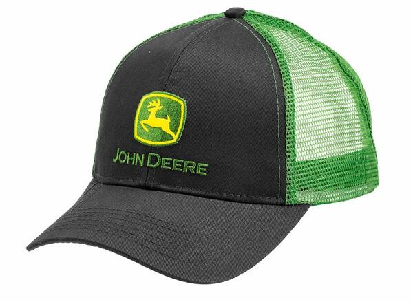 KŠILTOVKA JOHN DEERE S LOGEM A ZELENOU SÍŤOVINOU, ČERNÁ