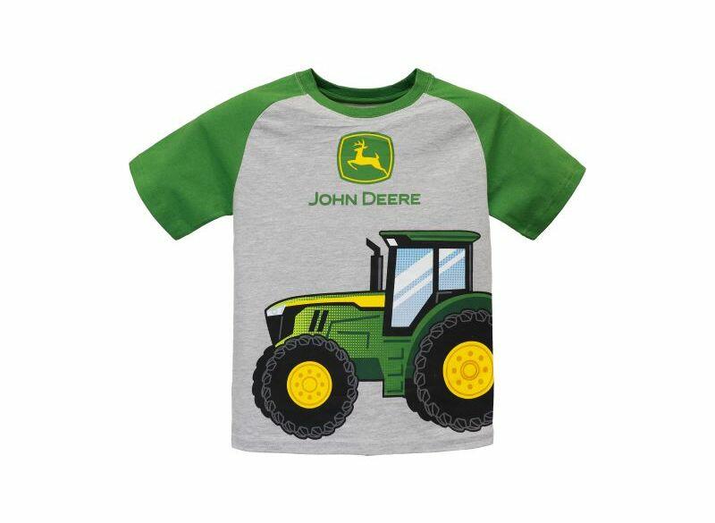 Chlapecké John Deere tričko traktor šedo-zelené - pohled zepředu