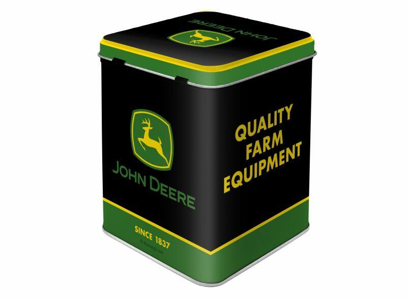 Čajová krabička John Deere - Logo Black - pohled zepředu