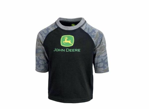 DĚTSKÉ TRIČKO JOHN DEERE ČERNÁ/MASKÁČ 3/4 RUKÁV