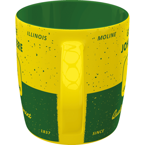 Hrnek John Deere žlutozelený - pohled zezadu