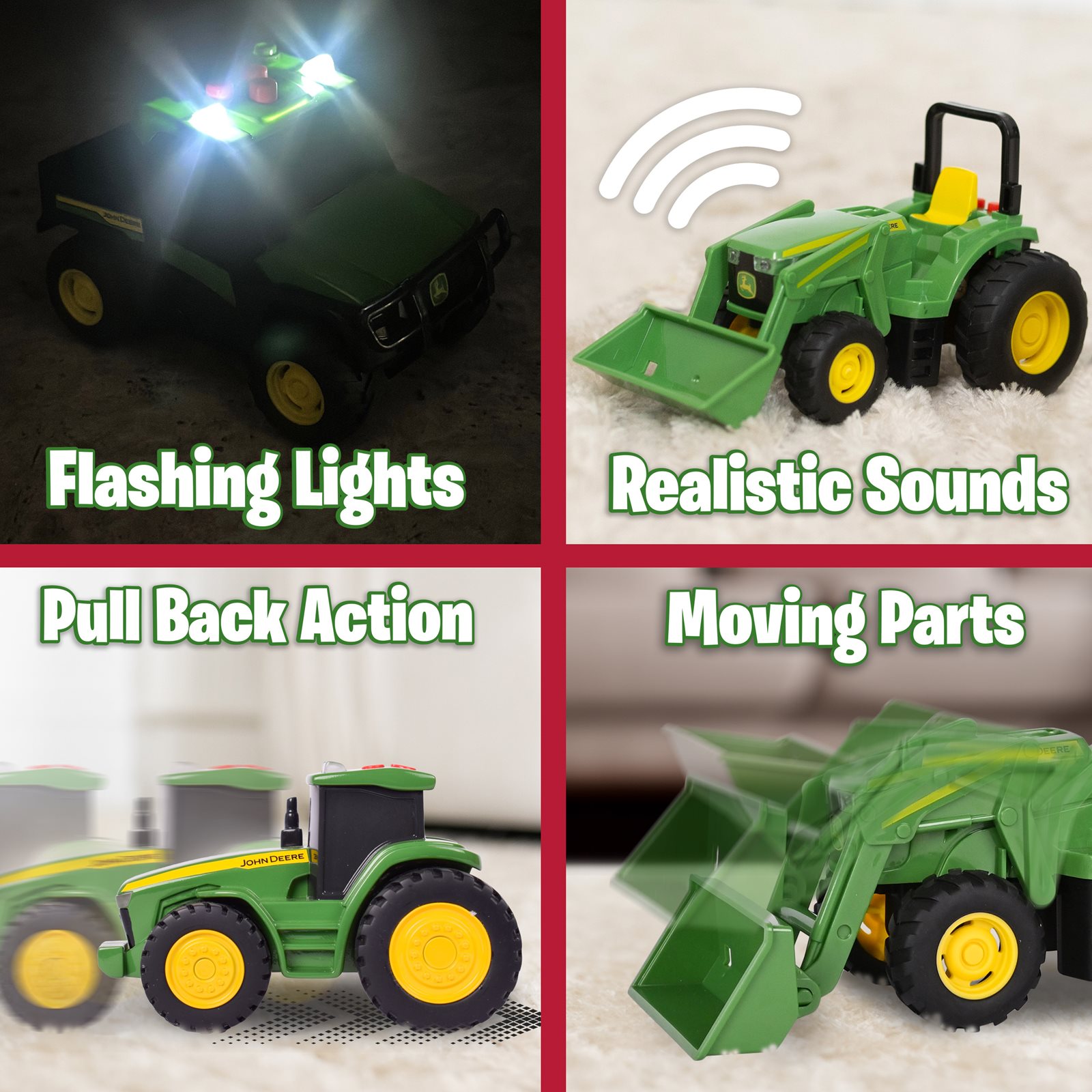 Hračka vozidla John Deere Lights&Sounds 3pack - funkce vozidel