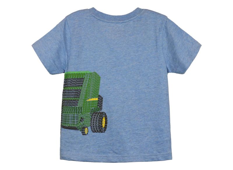 Dětské John Deere tričko Hay Baller, modré - pohled zezadu