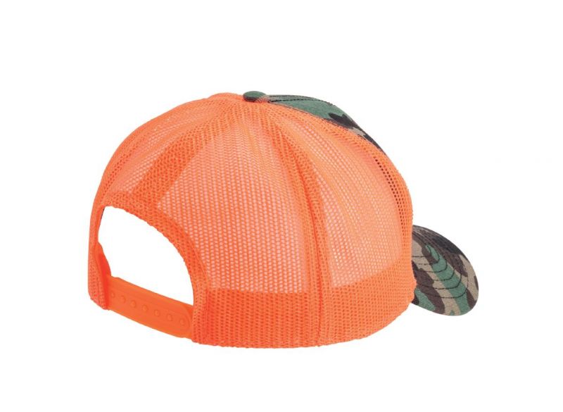 Kšiltovka John Deere maskáčová s oranžovou siťovinou - pohled zezadu