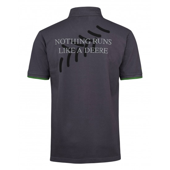 Pánské polo tričko John Deere "Nothing runs...", šedé - pohled zezadu