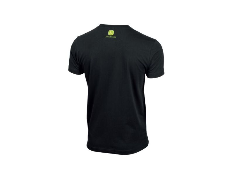 Unisex tričko John Deere zelený nápis na černé - pohled zezadu