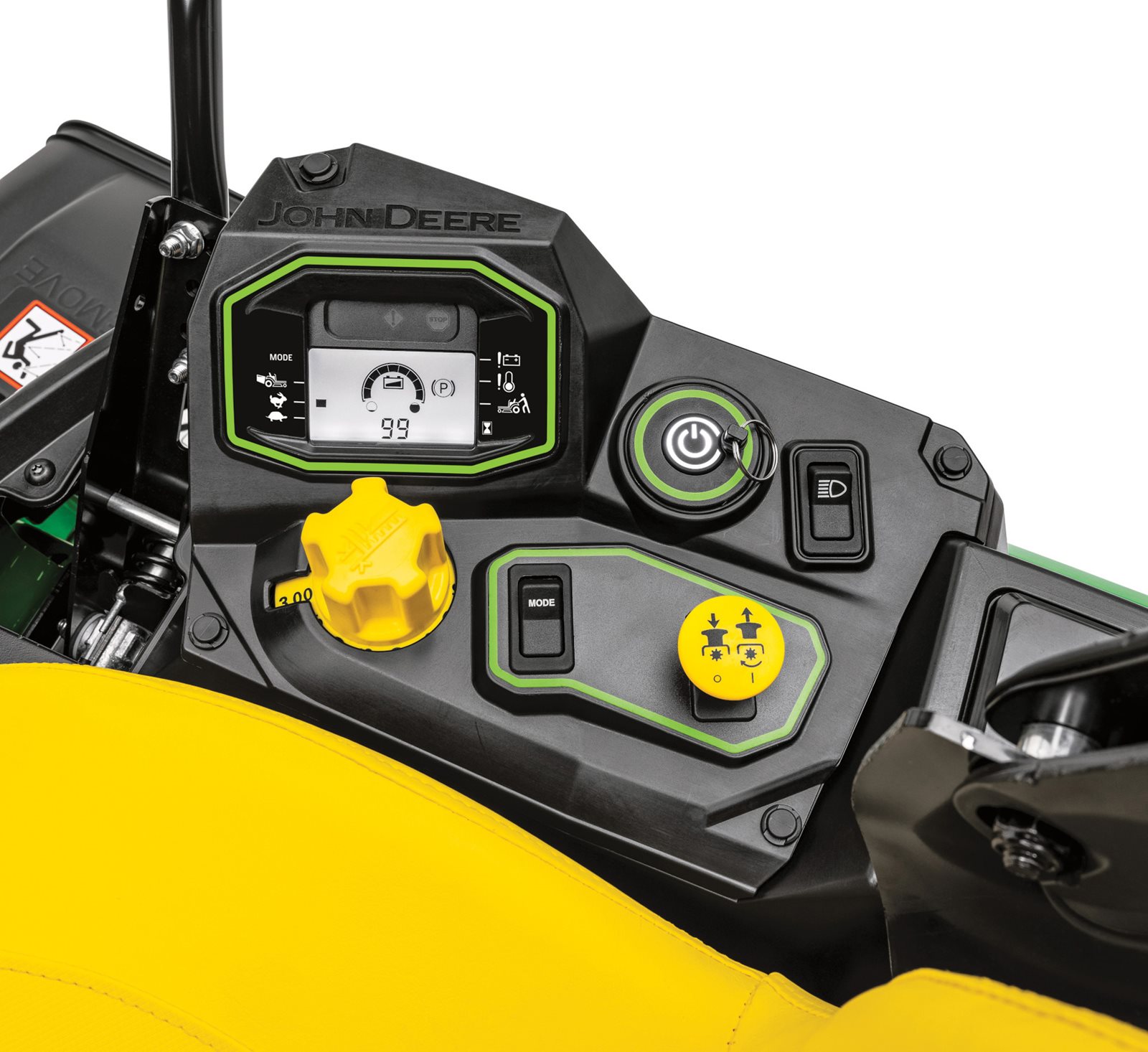 Elektrický žací stroj John Deere Z370R ZTRAK, přehledné ovládání