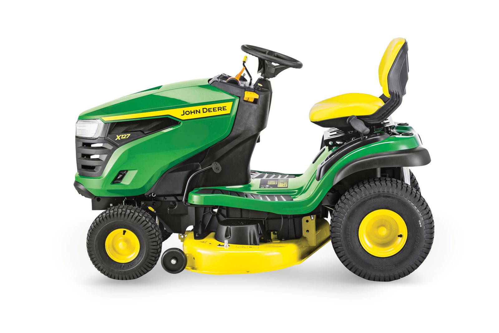Zahradní traktor John Deere X127, pohled zboku