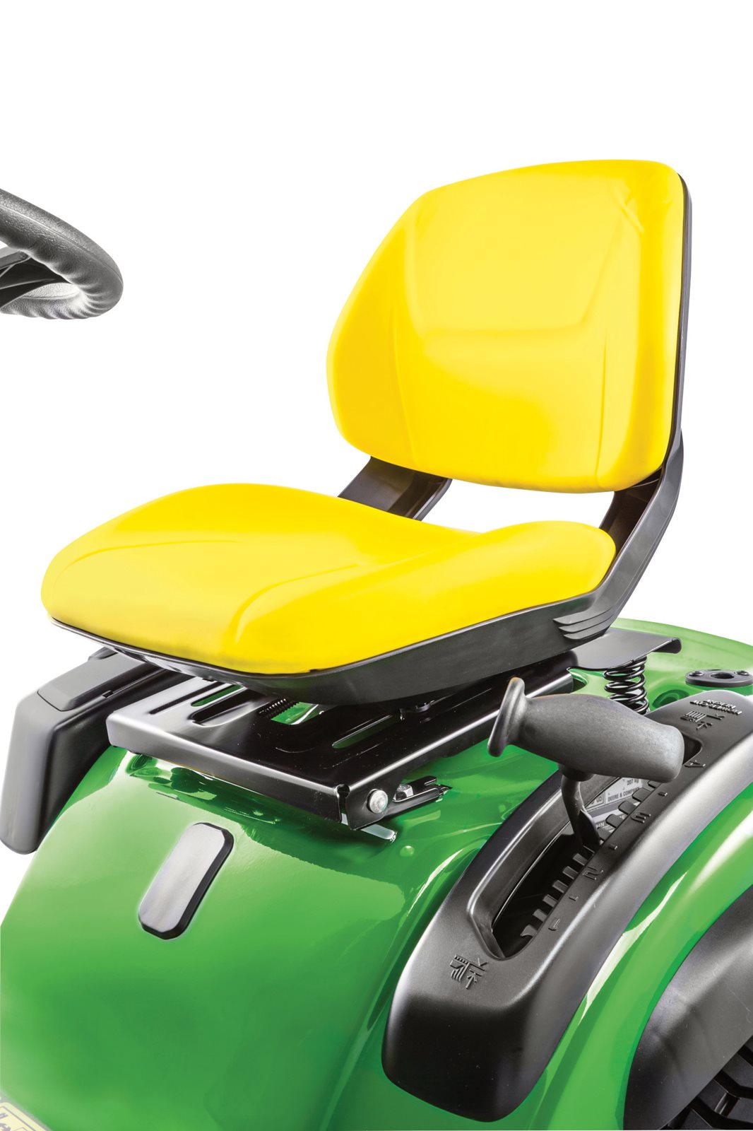 Zahradní traktor John Deere X127, pohodlné sedadlo s vysokým opěradlem